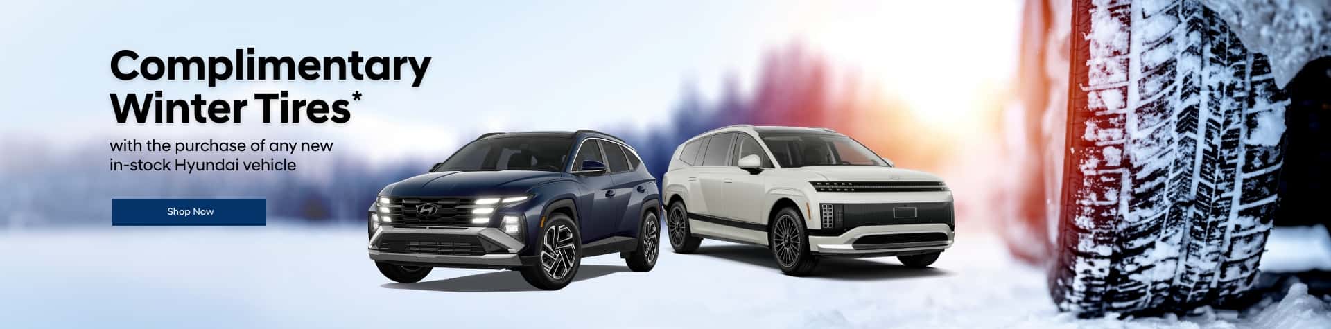 Complimentary Winter Tires* with the pruchase of any new in-stock Hyundai vehicle
