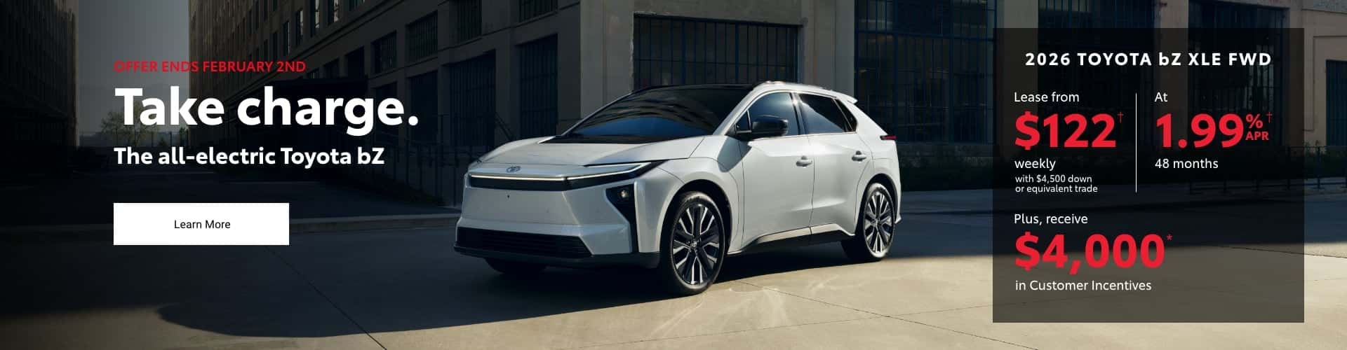 Take charge. The all-electric Toyota bZ