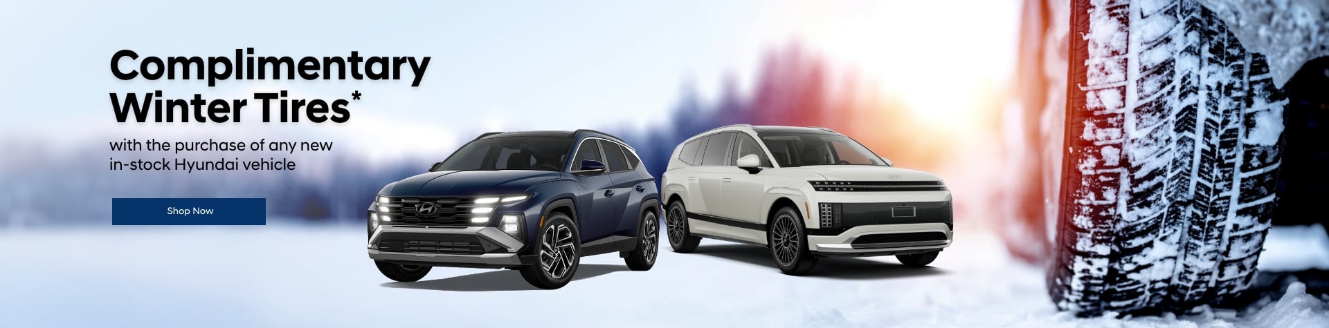 Complimentary Winter Tires* with the pruchase of any new in-stock Hyundai vehicle Complimentary Winter Tires* with the pruchase of any new in-stock Hyundai vehicle